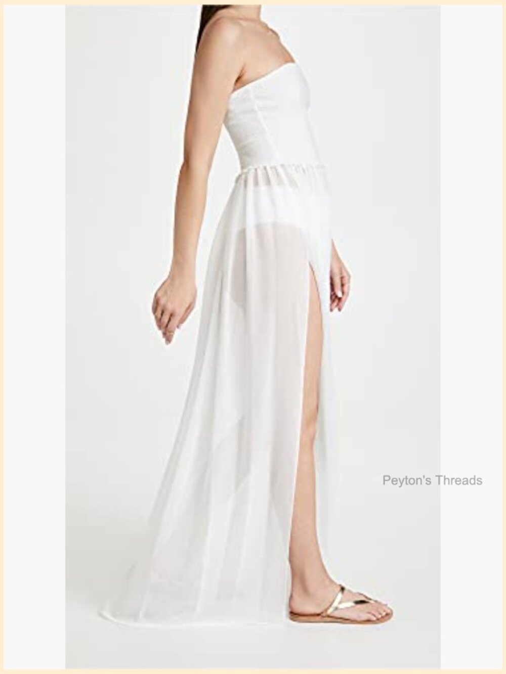 Smocked Strapless A-Line Maxi Dress with Ruffle Hem - Picture 5 of 7